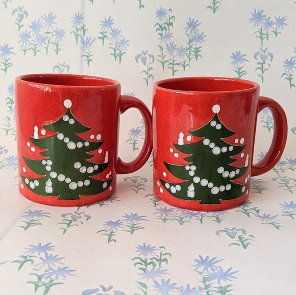 Vintage Set of 2 Waechtersbach Germany Xmas Mugs